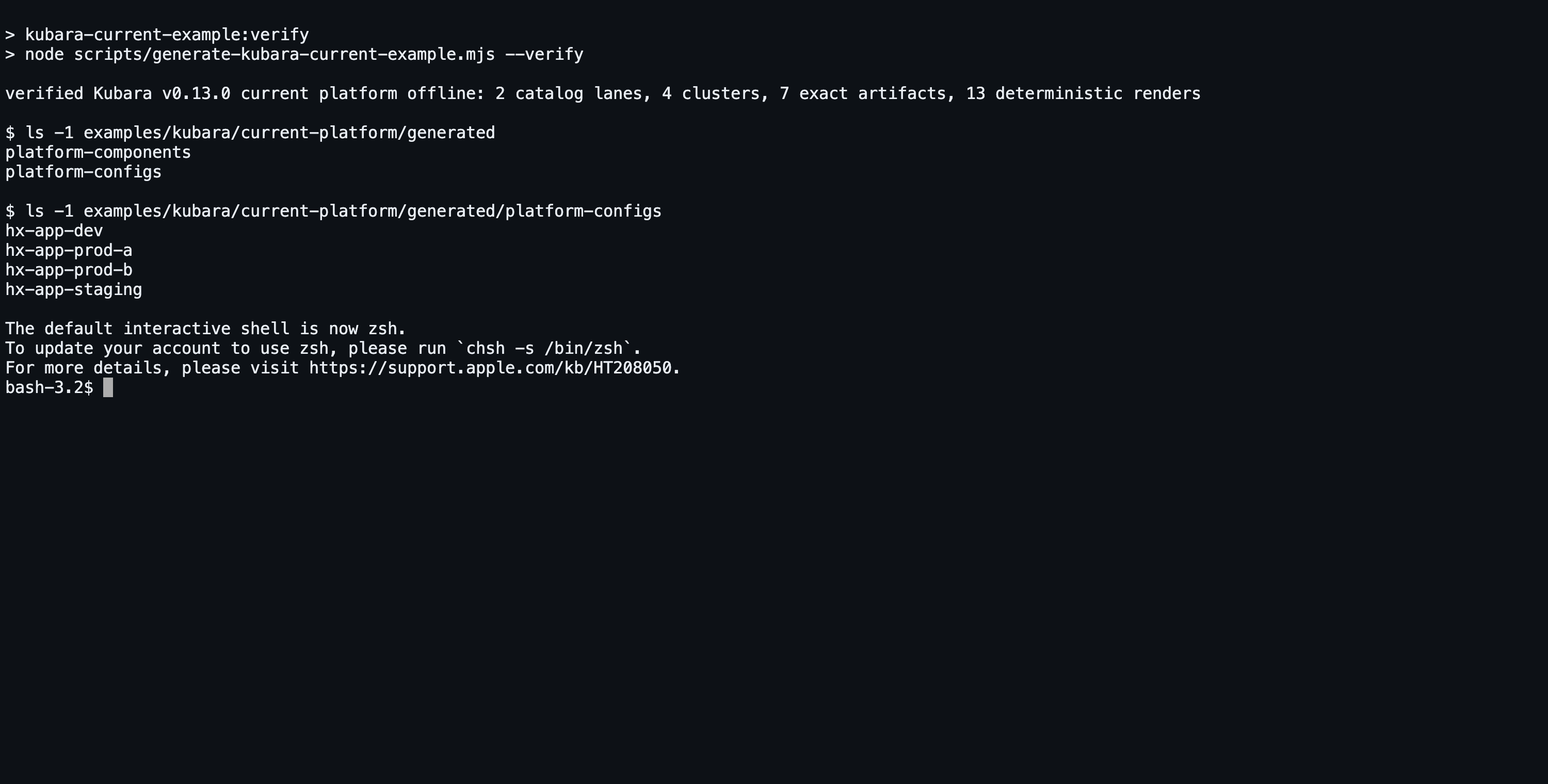 Kubara generation verifier final line with the generated platform tree